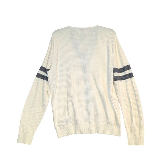 Tommy Hilfiger Mens Trim Fit Cardigan Sweater 1985 Patch Button Front L/XL Cream - Picture 7 of 7